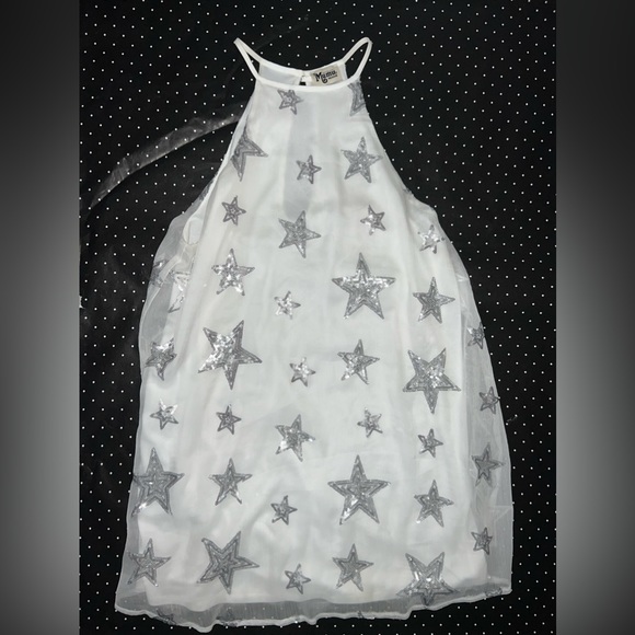 Show Me Your MuMu White and Silver Star Mini Dress - Picture 2 of 5